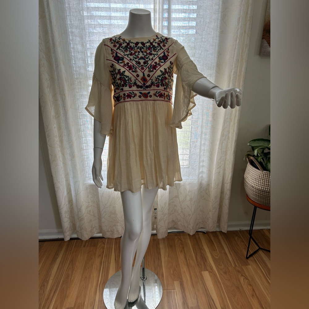 Altar'd State Cream Mini Sundress with Flutter Sleeves - Picture 3 of 11